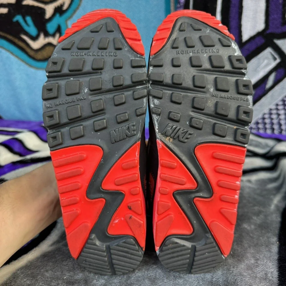 Size 4.5y - Nike Air Max 90 (GS) Infrared‎ gray Black 2013 (307793-080)